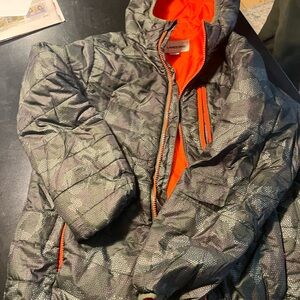 Lands' End Charcoal and Orange Quilted Jacket